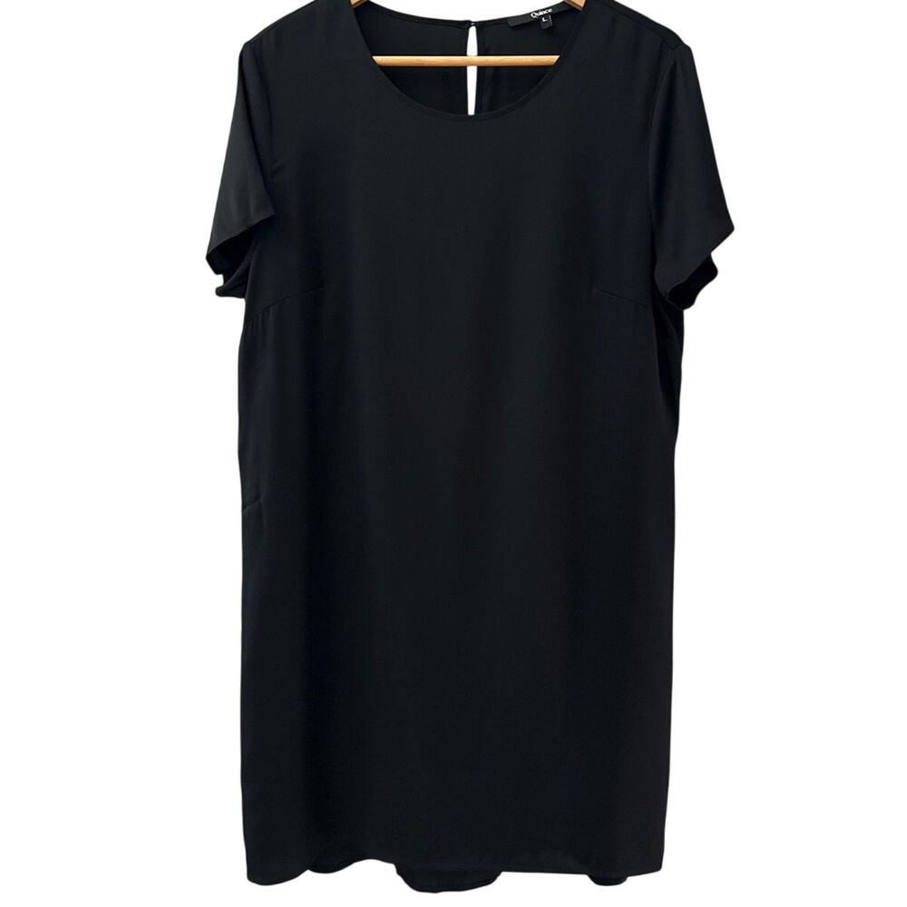 Quince Washable Stretch Silk Tee Dress in Black Size Large - Picture 4 of 9